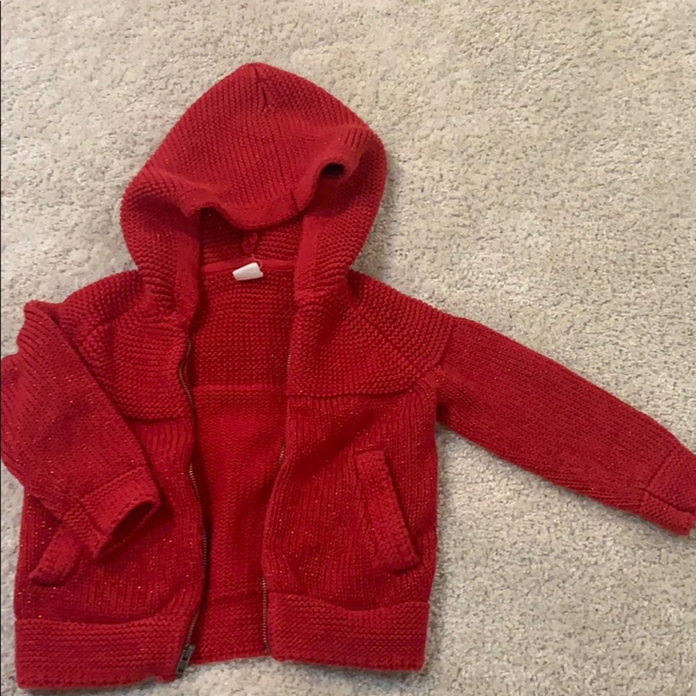 Baby Gap Red Knit Zip Up Hooded Jacket